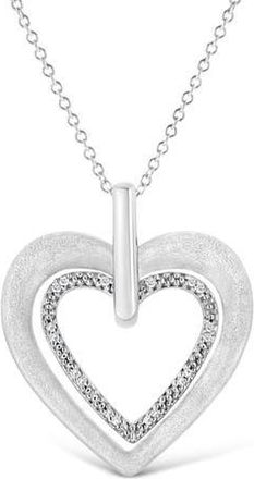 House of Brilliance 925 Sterling Silver Prong-Set Diamond Accent Double Heart Pendant Necklace in White at Nordstrom
