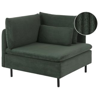 Beliani Sill&oacute;n Modular De Pana Asiento 1 Plaza Coj&iacute;n Adicional Moderno Verde Oscuro Lemvig