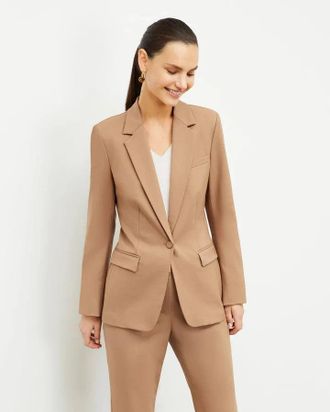 M.M.LaFleur M. M.LaFleur Yiyan Blazer Womens Camel One Button Single Breasted Jacket GBO318