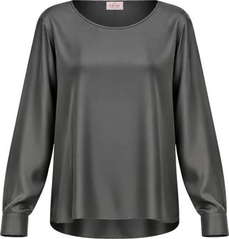 Marella Emmcursore Blouse - Dames - Blouses - Grijs - M - Satijn - Overhemden