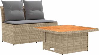 vidaXL 2 Pieza Sof&aacute; Central De Jard&iacute;n Con Mesa Elevable Vidaxl