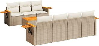 vidaXL Juego De Sof&aacute;s De Jard&iacute;n Con Cojines Beige 8 Pzas Rat&aacute;n Pe Vidaxl