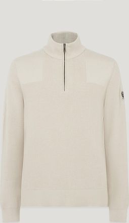 Belstaff Commander Quarter Zip Jumper Mens Organic Cotton Silver Birch Size 2XL