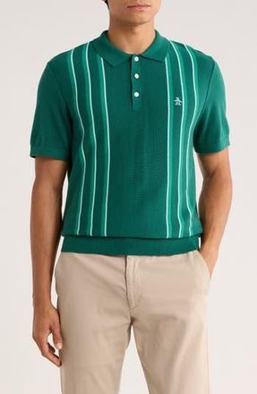 Original Penguin Vertical Stripe Cotton Knit Polo in Botanical Garden at Nordstrom Rack, Size Medium