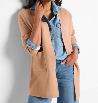 Nic+Zoe Sunset Breeze Reversible Knit Jacket In Burro