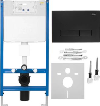 Rea Bastidor Para Inodoro Suspendido Rea K011a-q Con Pulsador Hd Black