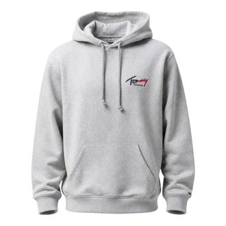 Tommy Jeans Hoodies, male, Gray, Size: XL Entry Sign Hoodie