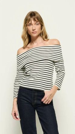 Nation Ltd Alexi Off The Shoulder Top In Cross Walk Stripe