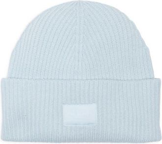 Rag & Bone Blake Logo Patch Wool Blend Rib Beanie in Skblu at Nordstrom