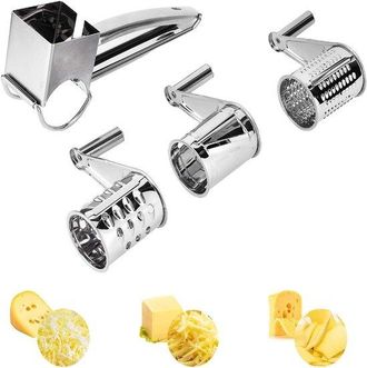 OEM Rallador De Queso, Tambor De Acero Inoxidable, Molinillo Para Queso Duro, Eficiente Y Duradero, Contiene 3 Cuchillas, Plateado, 1 Unidad