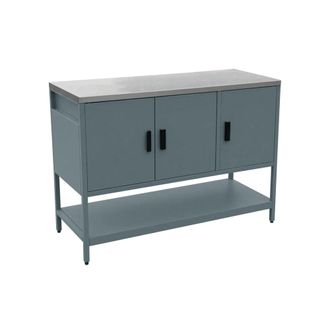 Sweeek M&oacute;dulo cocina exterior de acero 3 puertas y 1 estante, 120cm, azul