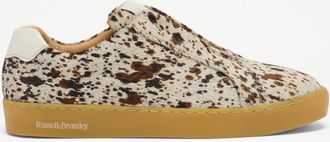 Russell & Bromley PEAR Womens Cream & Brown Rubber Printed Laceless Slim Sole Trainer
