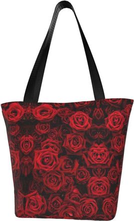 AOOEDM Tote Bag Red Roses Shopping Bags Small Reusable Market Bag Beach Tote Bags Travel Totes