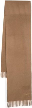 Max Mara Kasjmier Monogram Patroon Franje Sjaal - Dames - Wintersjaals - Bruin - ONE Size - Kasjmier - Accessoires