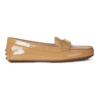 Ralph Lauren Loafers, female, Beige, Size: 11 US Barnsbury Flats Driver Crinkle Patent Lthr