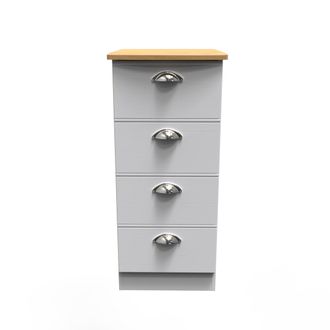 Welcome Furniture Westminster Ready Assembled 4 Drawer Tallboy in White Ash & Riviera Oak - Welcome Furniture | TJ Hughes