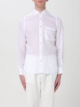 Eleventy Mens Long Sleeve Linen Shirt - White - Size Large