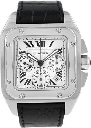 Cartier Pre-owned Cartier Santos 100 Xl Chronograph Silvered Opaline Dial Mens Watch W20090X8