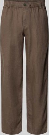 Jack & Jones Jack & Jones Leinenhose mit elastischem Bund Modell KARL LAWRENCE in Mittelbraun, Gr&ouml;&szlig;e XXL