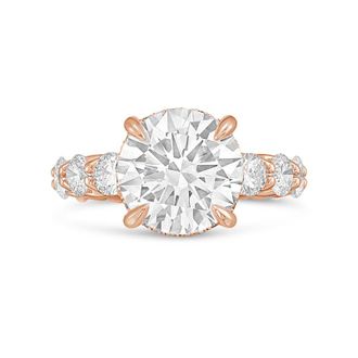Diana M. Jewels 18kt rose gold lab grown 8ct Lab Grown Round Diamond Halo Ring with Diamond Accents