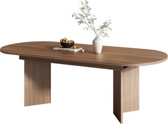 STILVORA Mesa De Comedor Para 4 A 8 Personas Con Tablero Extensible Y Esquinas Redondeadas En Mdf Nogal