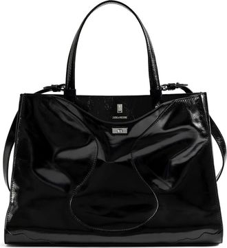Zadig&Voltaire Jack Patent Leather Shoulder Bag in Black at Nordstrom
