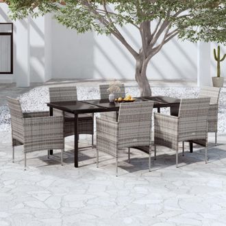 vidaXL Vidaxl - Juego De Comedor De Jard&iacute;n 7 Piezas Con Cojines Gris Y Negro