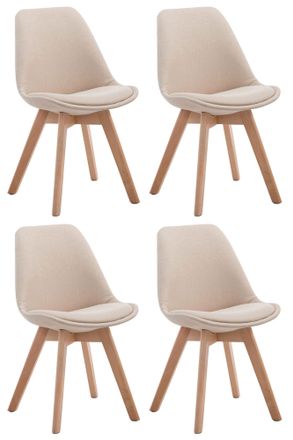 Clp Clp - Set De 4 Sillas Borneo Para Comedor En Tela Crema Natural