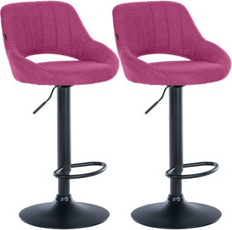 Clp Juego De 2 Taburetes De Bar Milet Con Tapizado De Tela Lila Metal Negro Mate