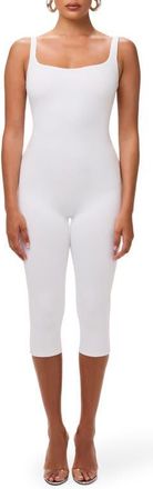 Naked Wardrobe Stretch Jersey Capri Jumpsuit in White at Nordstrom, Size X-Large