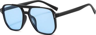 Generic Mens Large Frame Outdoor Sunglasses Womens Sports Vacation Driving Sun Glasses(Blue)