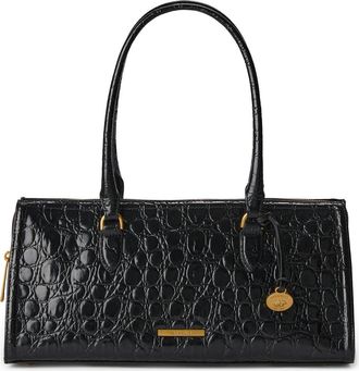 Brahmin Sophia Croc Embossed Leather Satchel in Black at Nordstrom