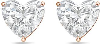 Diana M. Jewels 14Kt Rose Gold 8.00 cts Lab Grown Heart shaped Diamond Studs