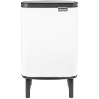 Brabantia Cubo De Basura Bo Hi 7 L Con Tapa De Cierre Suave, Interior Extra&iacute;ble Y Asa De Transporte - Adecuado Para Ba&ntilde;o, Dormitorio Y Oficina En Casa - White
