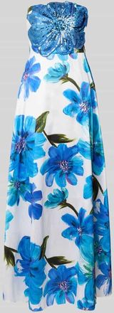 Adrianna Papell Off-Shoulder-Kleid im Allover-Look mit Pailletten in Blau, Gr&ouml;&szlig;e 38