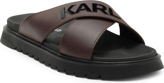 Karl Lagerfeld Logo Crisscross Slide Sandal in Brown at Nordstrom Rack, Size 10