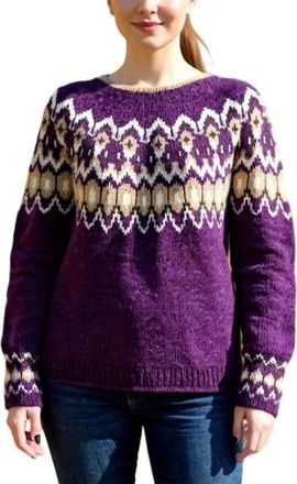 Generic Womens Jumpers - Fairisle Jumpers for Women UK Long Sleeves Icelandic Sweaters Soft Comfortable Nordic Warm Fashion Crew Neck Chunky Sweaters Casual P