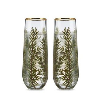 Twine Woodland Stemless Champagne Flutes Set of 2 in Green at Nordstrom