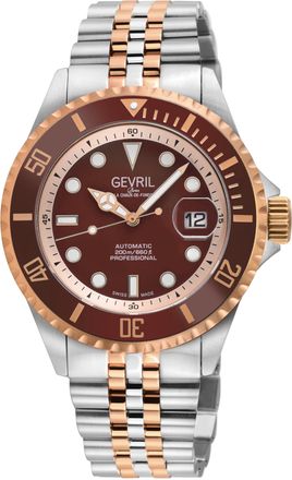 Gevril Group Wall Street Sellita SW200, Swiss Automatic Movement Enamel Dial, Luminous, Satin and Polished Bracelet