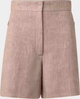 Akris Filia Washed Raw Linen Shorts