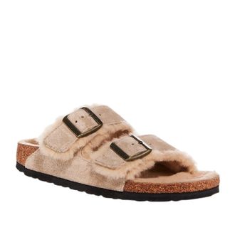Birkenstock Arizona Shearling Sandals Womens Beige Open Toe Slide ZOGG3775