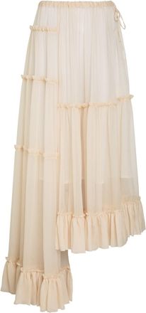 Dries Van Noten Sunia Asymmetric Silk-georgette Maxi Skirt - Ecru - 38 (UK10 / S)