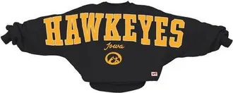 Pressbox Womens Pressbox Black Iowa Hawkeyes Flannigan Oversized Dolman Pullover Sweatshirt at Nordstrom