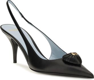 Valentino Garavani Womens Coeur Royal Slingback Leather Pumps Nero Sandal