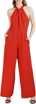 Julia Jordan Halter Neck Wide Leg Jumpsuit in Orange at Nordstrom Rack, Size 10