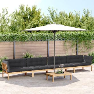 vidaXL Set De Sof&aacute;s De Palets De Jard&iacute;n Y Cojines 5 Pzas Madera Acacia Vidaxl