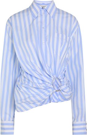 Sportmax Striped Cropped Cotton-poplin Shirt - Light Blue - 10 (UK10 / S)