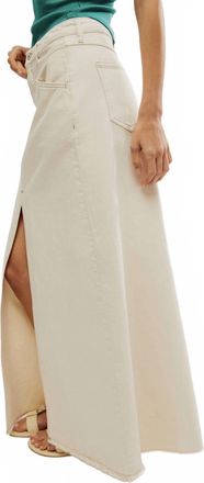 Free People Come As You Are Denim Maxi Skirt In Ivory