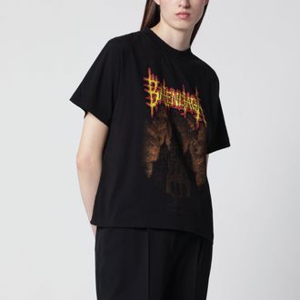 Balenciaga Sacr&eacute; Caur print medium-fit cotton T-shirt in black