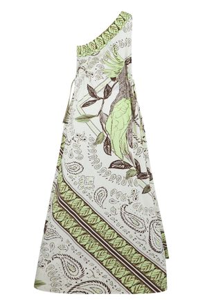Tory Burch One-Shoulder Floral Dress - Green